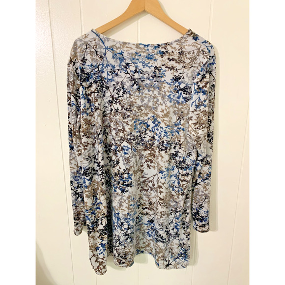 Pure Jill Velvet Velour Pullover Tunic Top XL Long Sleeve Floral COMFY - Picture 2 of 9